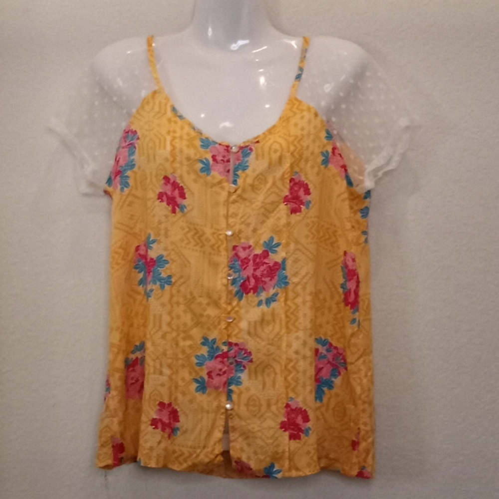 Roper Button Down Floral Print Blouse